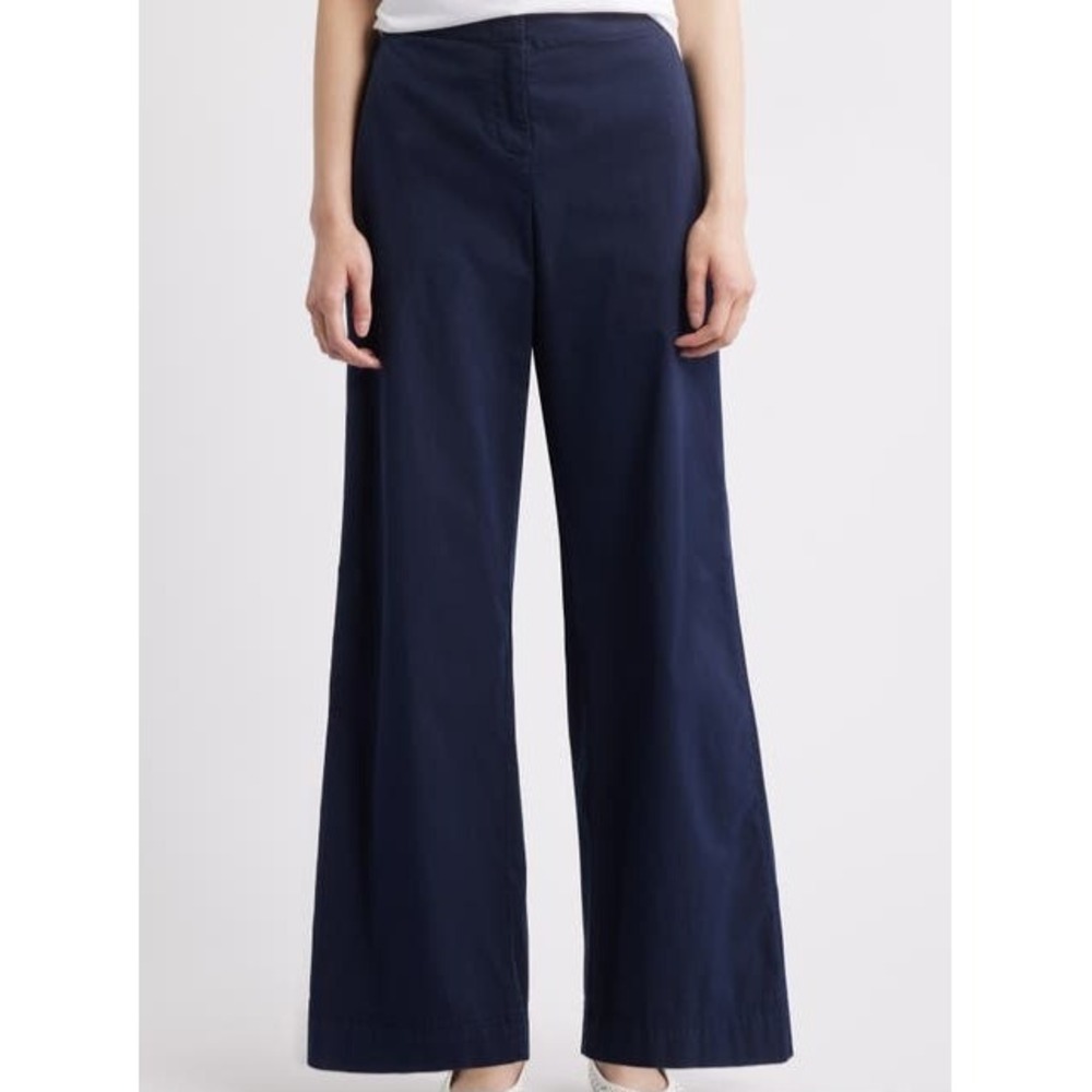 Boss Orange Tahilone Stretch Wide Leg Cotton Dark Blue Trousers Womens 6 NWT